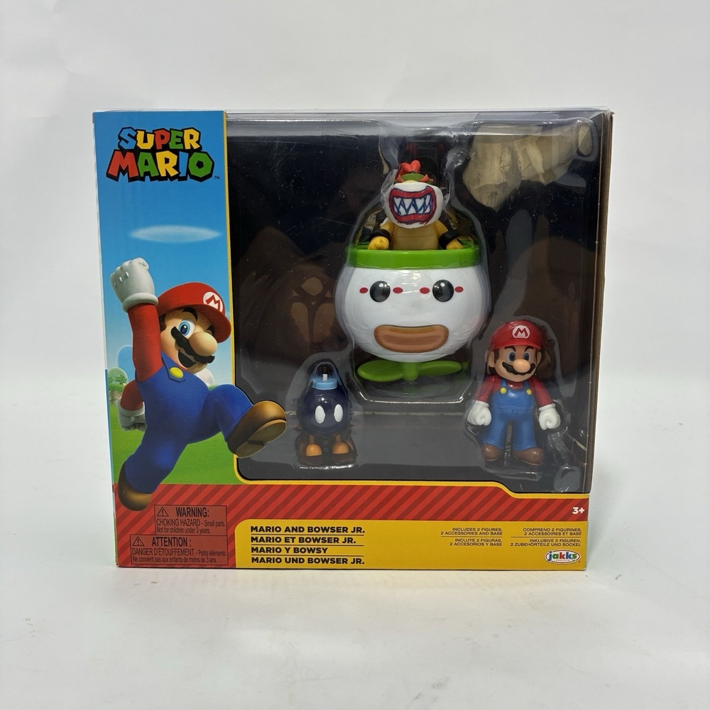 JAKKS Pacific Super Mario Mario, Bowser Jr. & Bob-omb Action Figure Set
